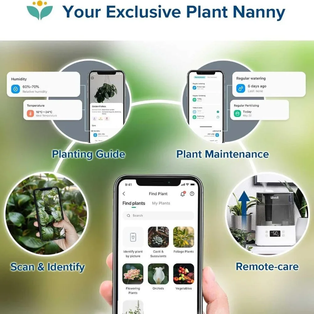 Smart Humidifiers for Bedroom Large Room Home,6L Cool Mist Top Fill Essential Oi - Picture 9 of 9